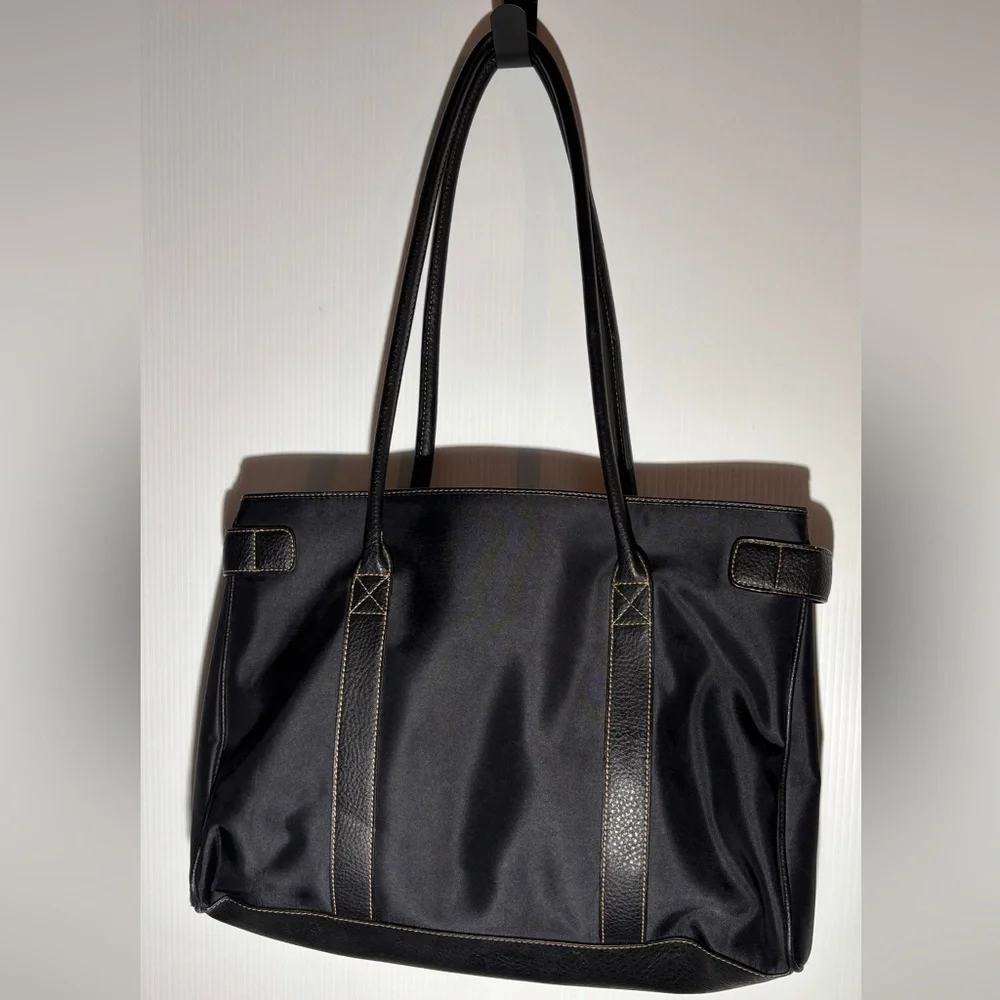 Liz Claiborne Black Tote Bag with Double Handles - Picture 2 of 6